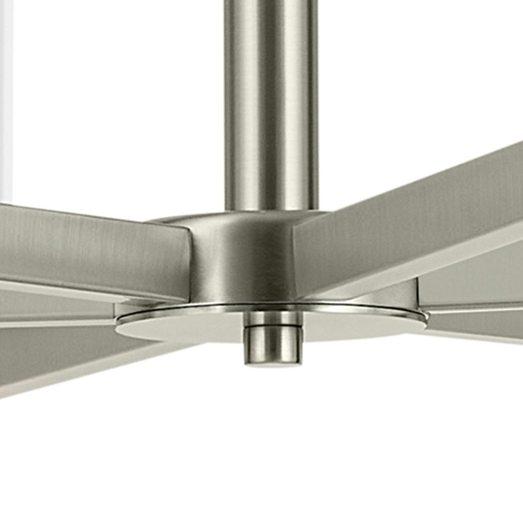 Close up view of the Crosby 21.75" 6-Light Chandelier with Clear Glass in Brushed Nickel  on a white background