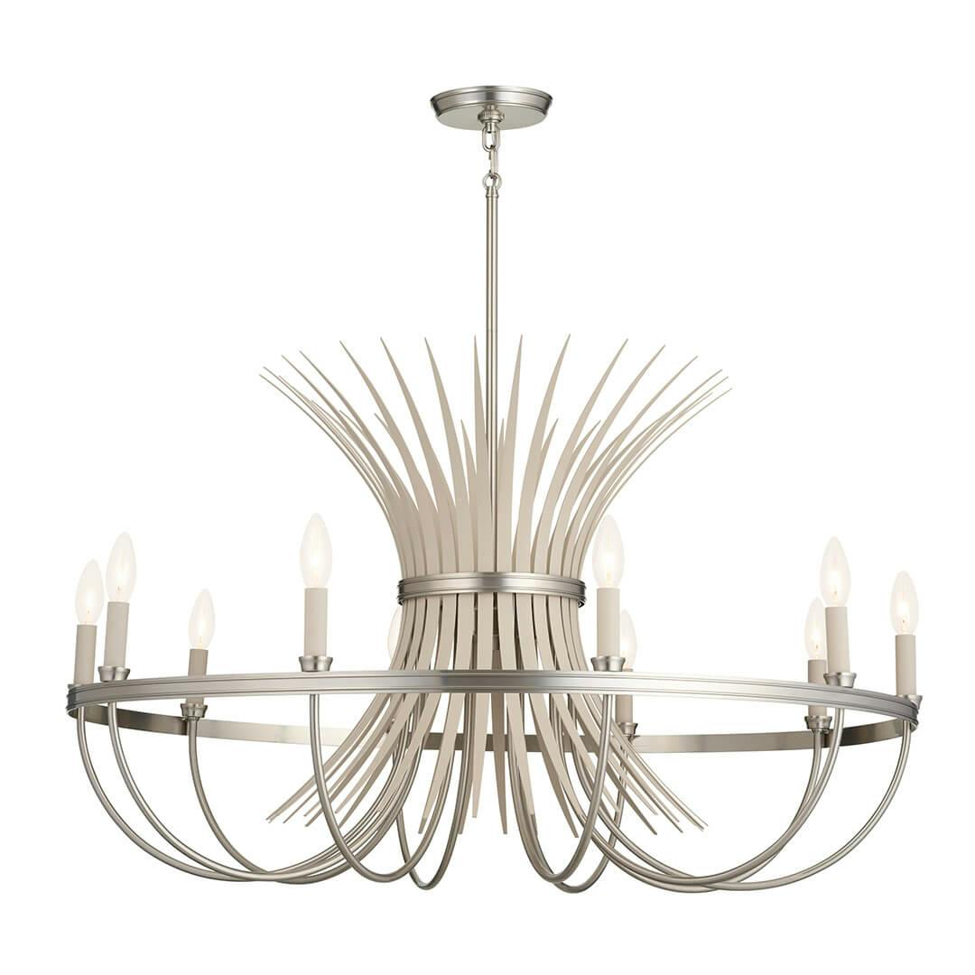 Baile 10 Light Chandelier Greige and Brushed Nickel on a white background
