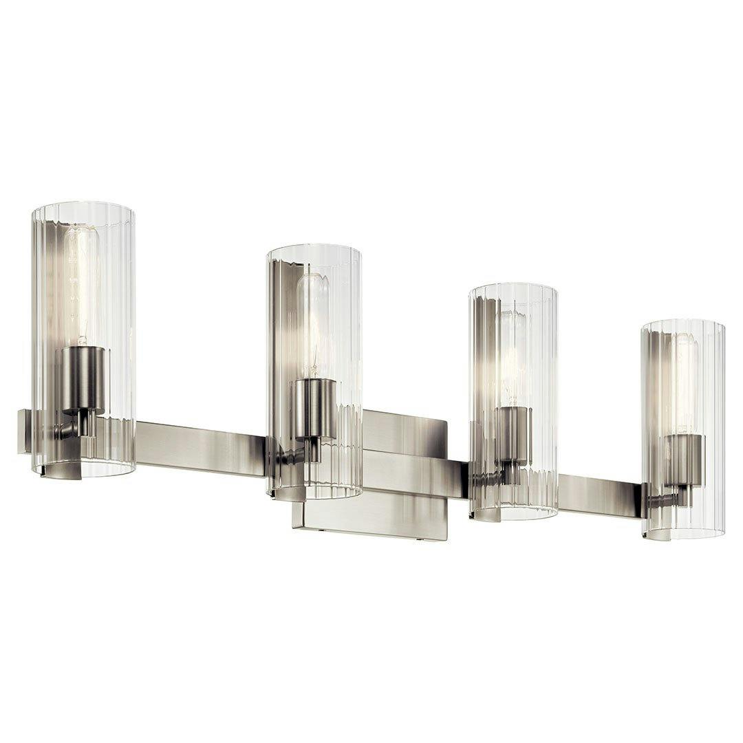 The Jemsa 32 Inch 4 Light Vanity Light in Brushed Nickel on a white background