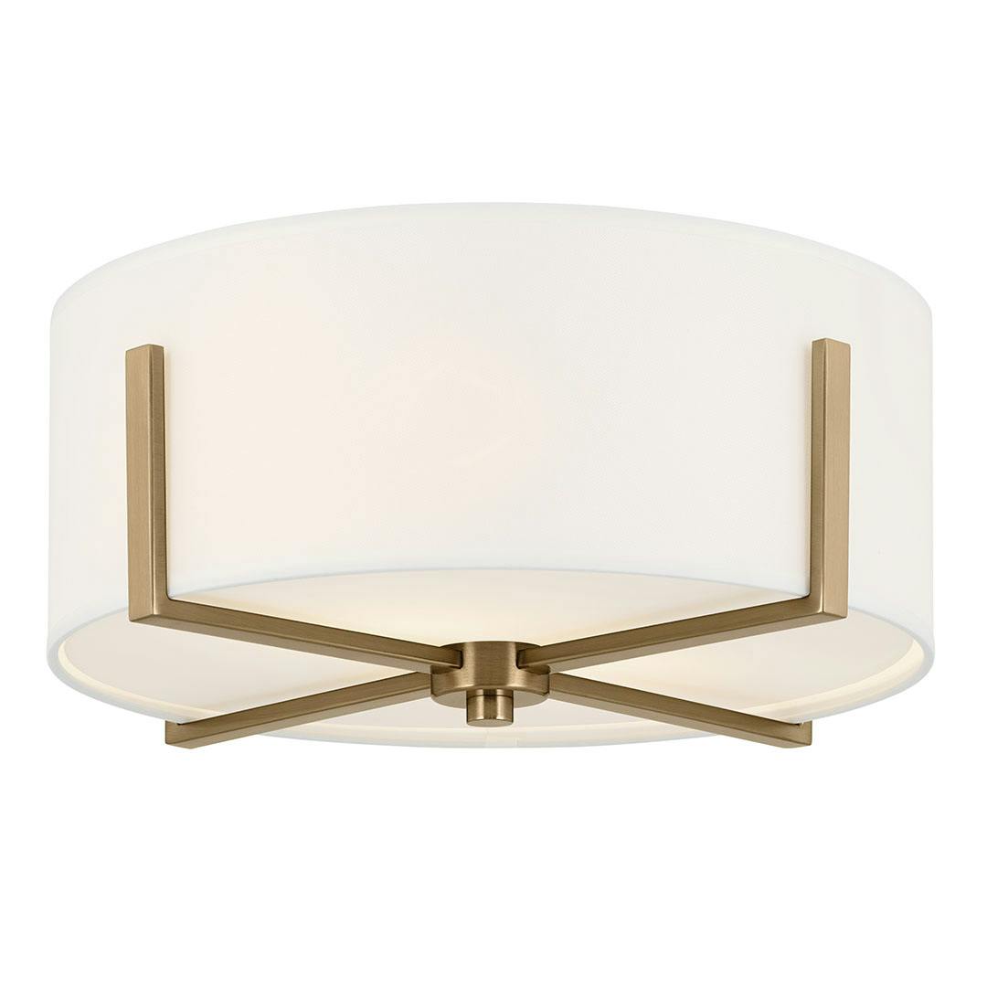 Malen 15.5 Inch 2 Light Flush Mount with White Fabric Shade in Champagne Bronze on a white background