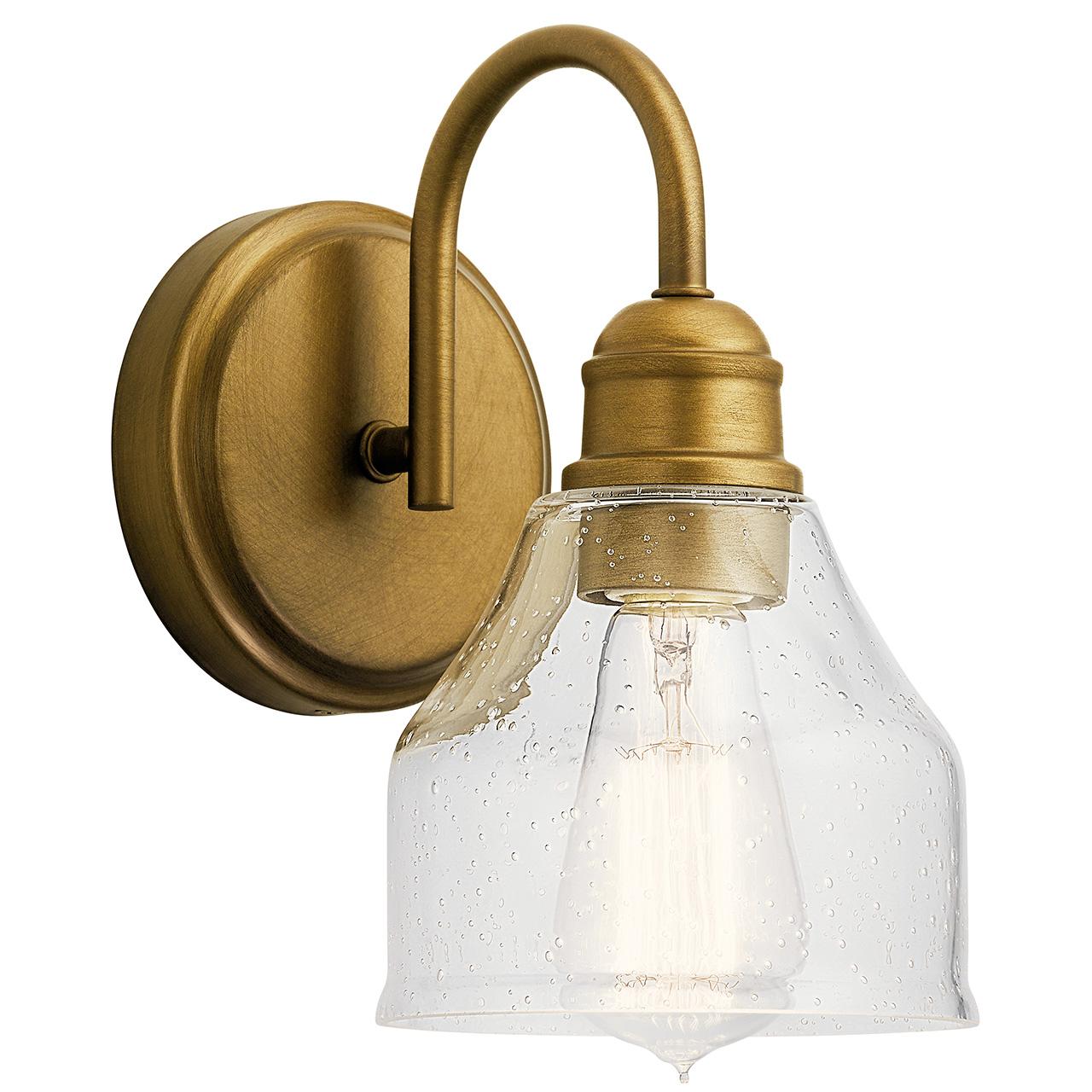 Avery 1 Light Wall Sconce Natural Brass on a white background