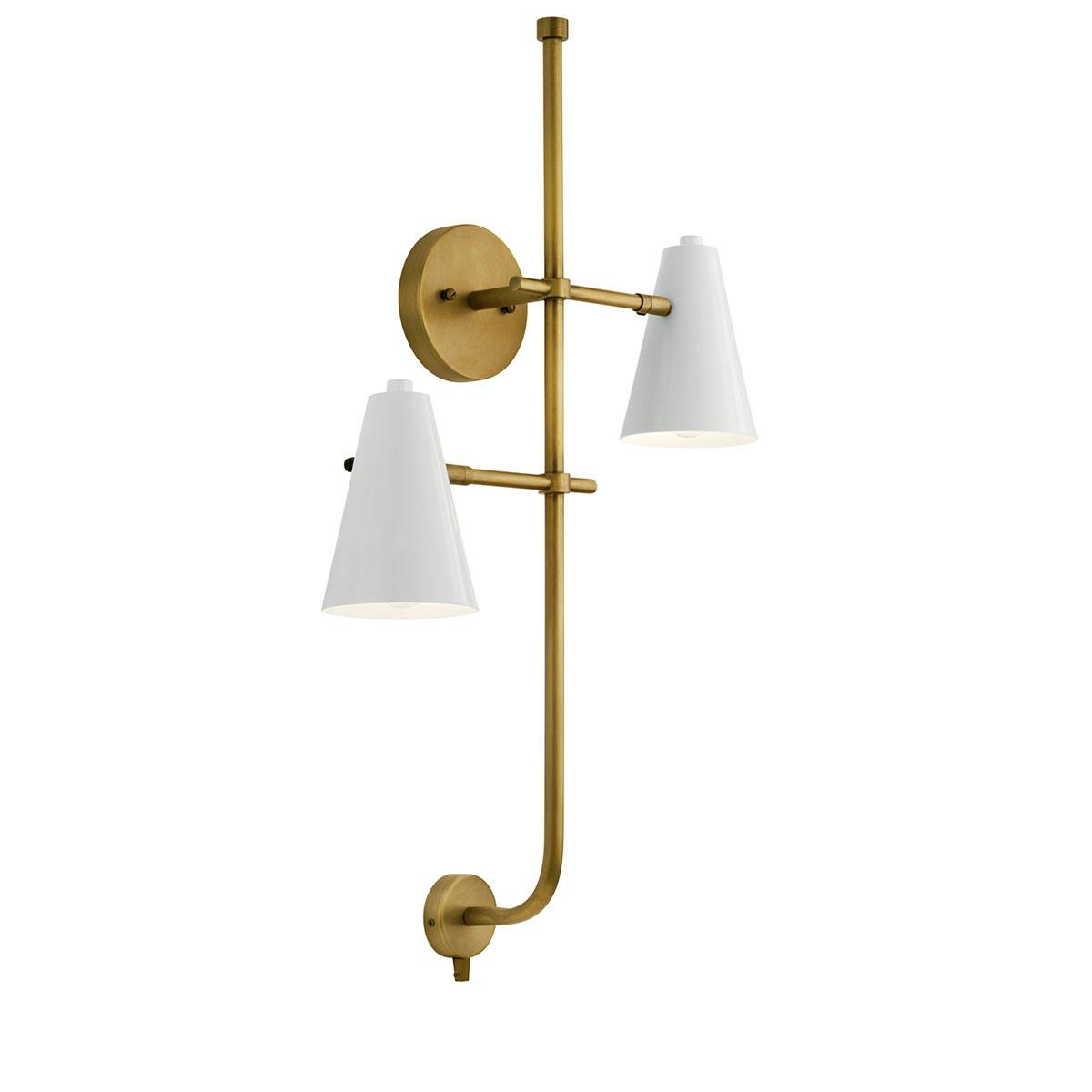 Sylvia 2 Light Sconce White and Brass on a white background