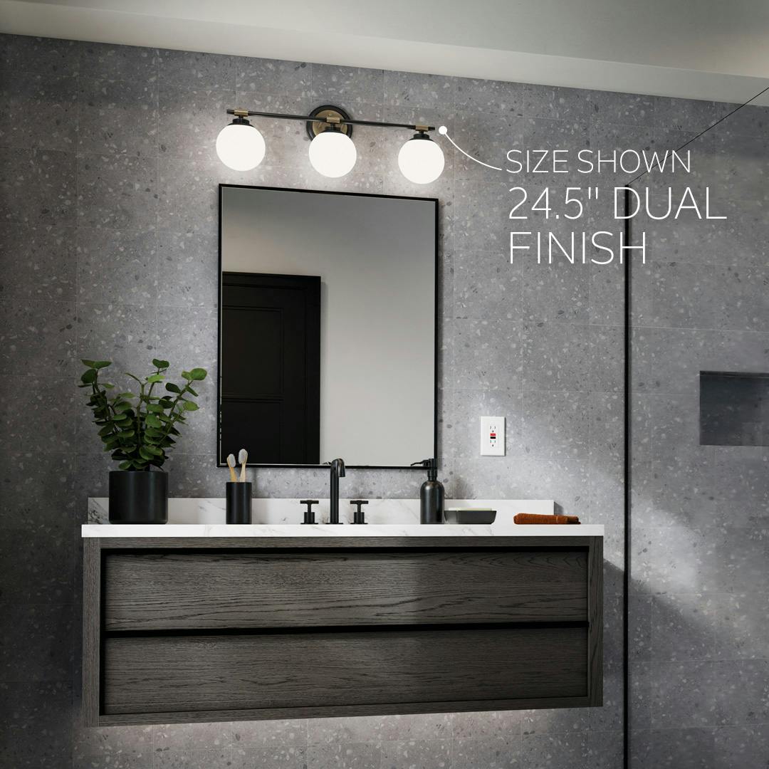 The Benno vanity light hung above a mirror
