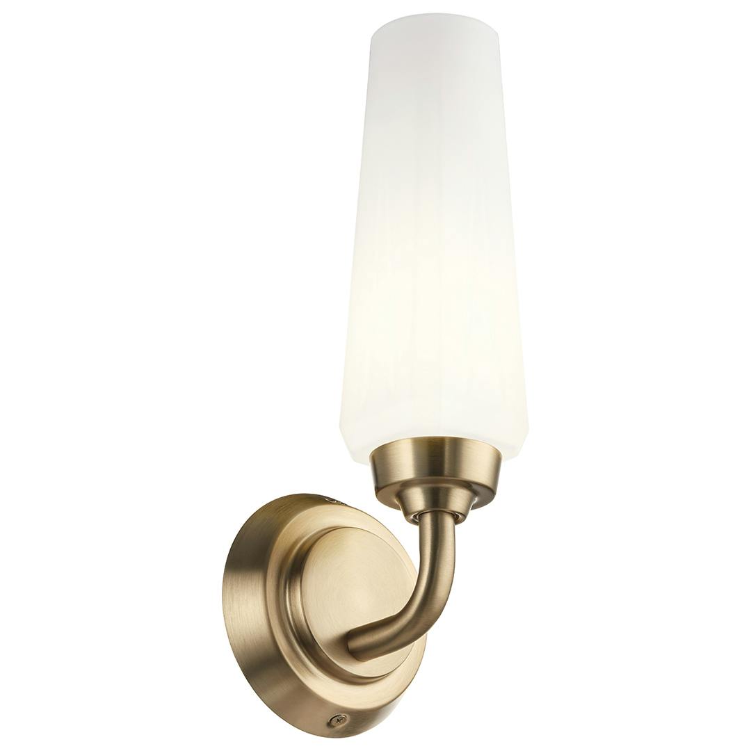 Truby 11.5 Inch 1 Light Wall Sconce with Satin Etched Cased Opal Glass in Champagne Bronze on a white background