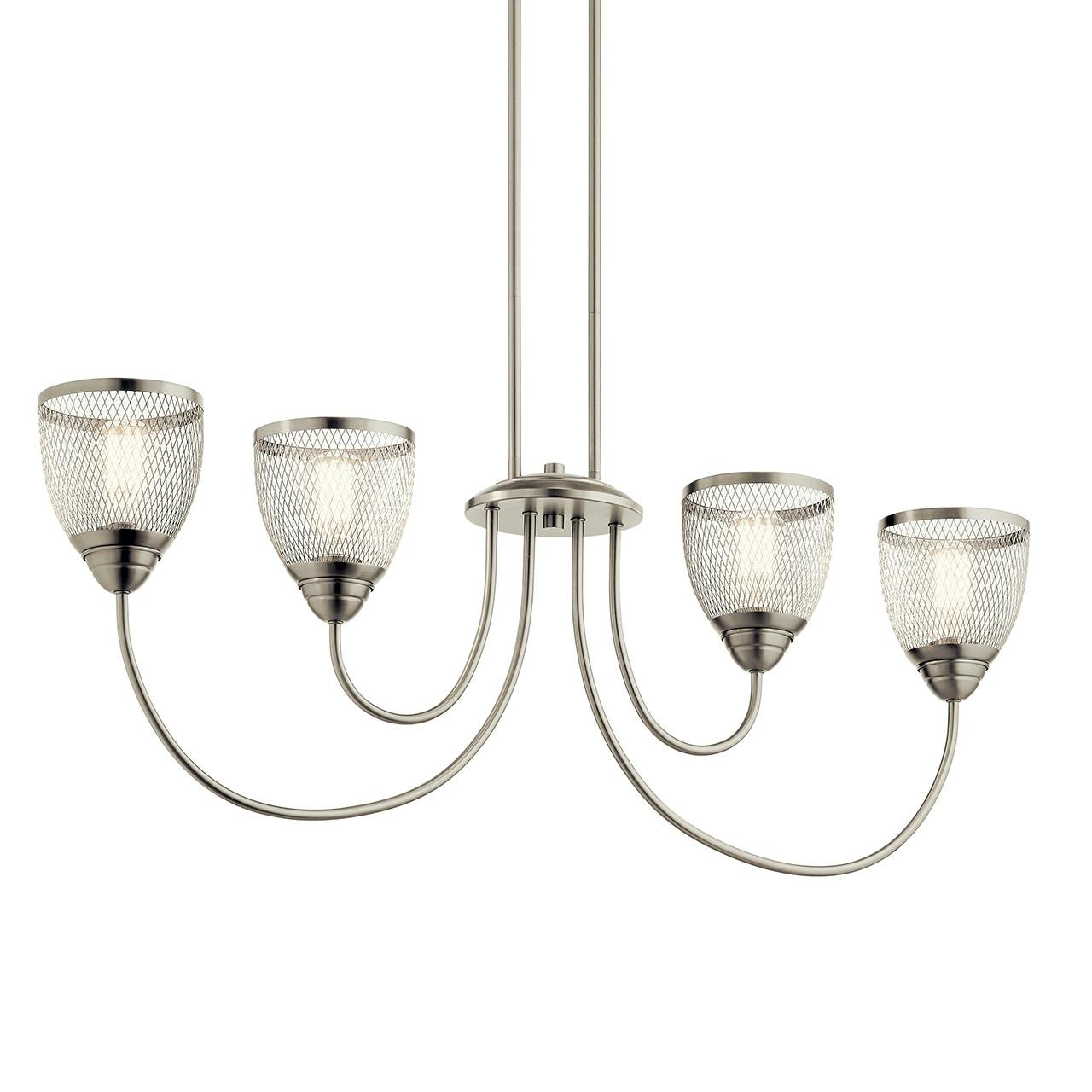 Voclain 4 Light Linear Chandelier Nickel without the canopy on a white background