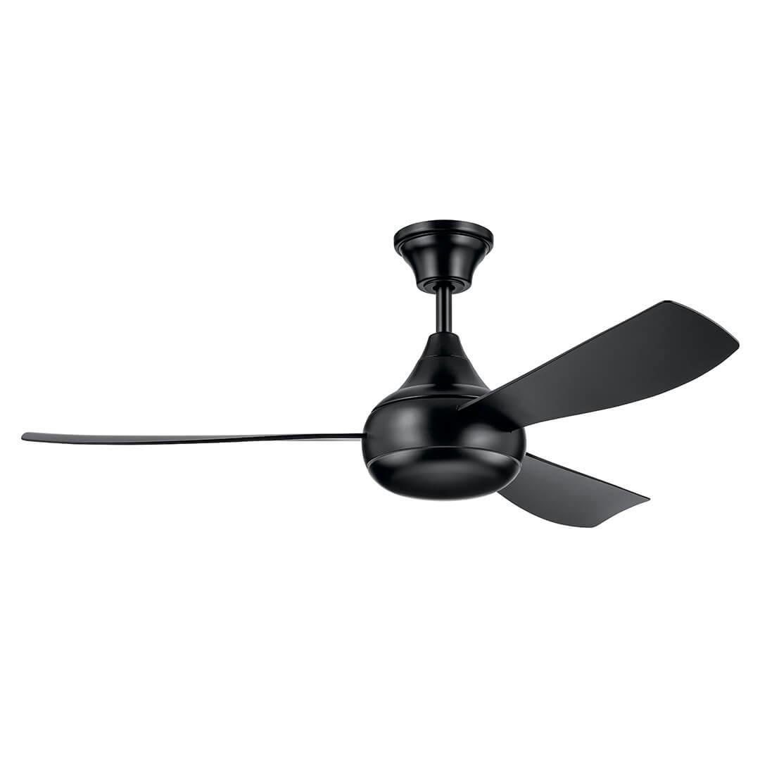 The 54 Inch Ample Ceiling Fan with Satin Etched Cased Opal Glass in Satin Black with Satin Black Blades on a white background