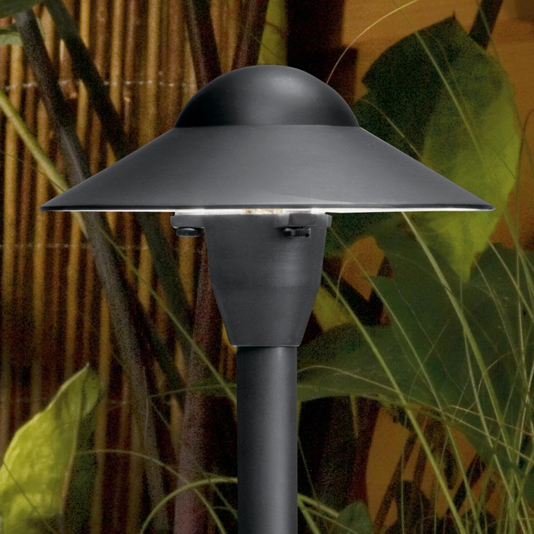 12V 6" Dome Path Light Textured Black in garden