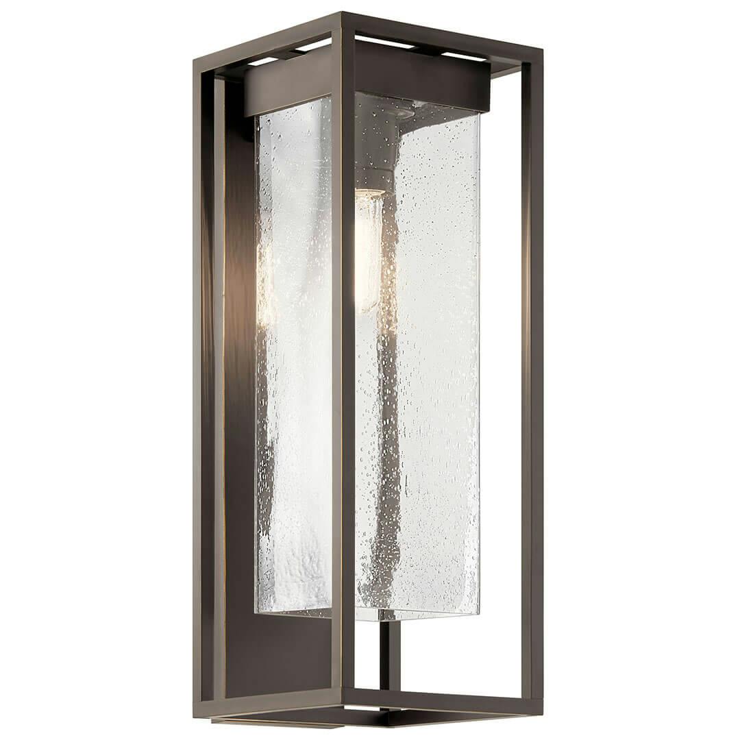 The The Mercer 24" 1 Light Outdoor Wall Light with Clear Seeded Glass in Olde Bronze on a white background