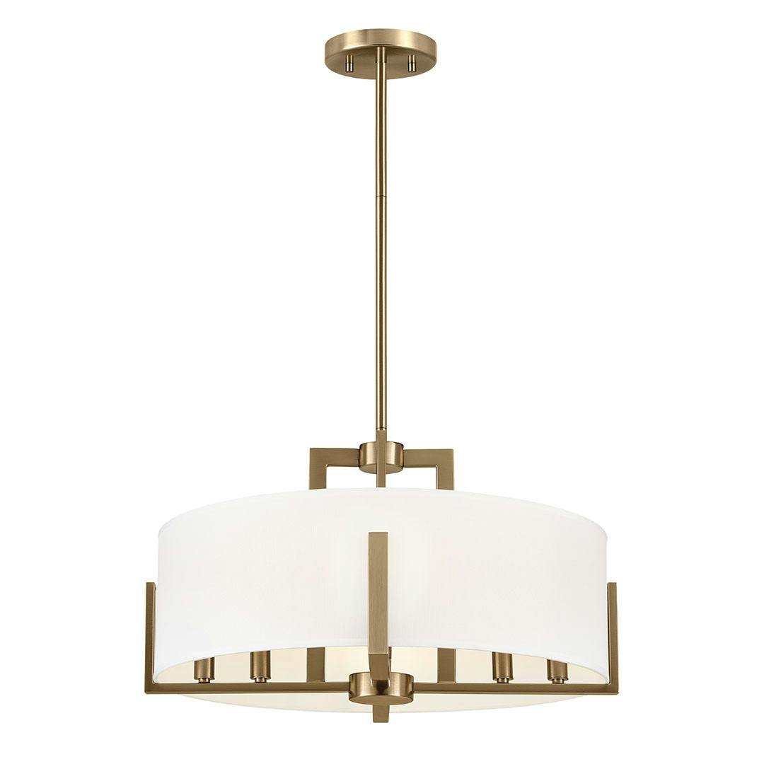 Pendant view of the Malen 20 Inch 8 Light Semi-Flush with White Fabric Shade in Champagne Bronze on a white background