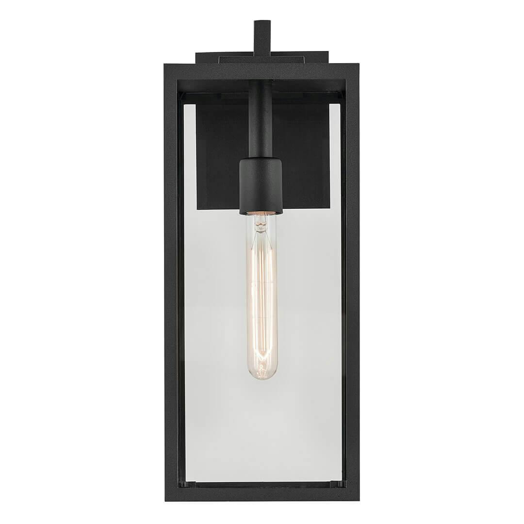 Front view of the Branner 17.75" 1 Light Outdoor Wall Light with Clear Glass in Textured Black on a white background