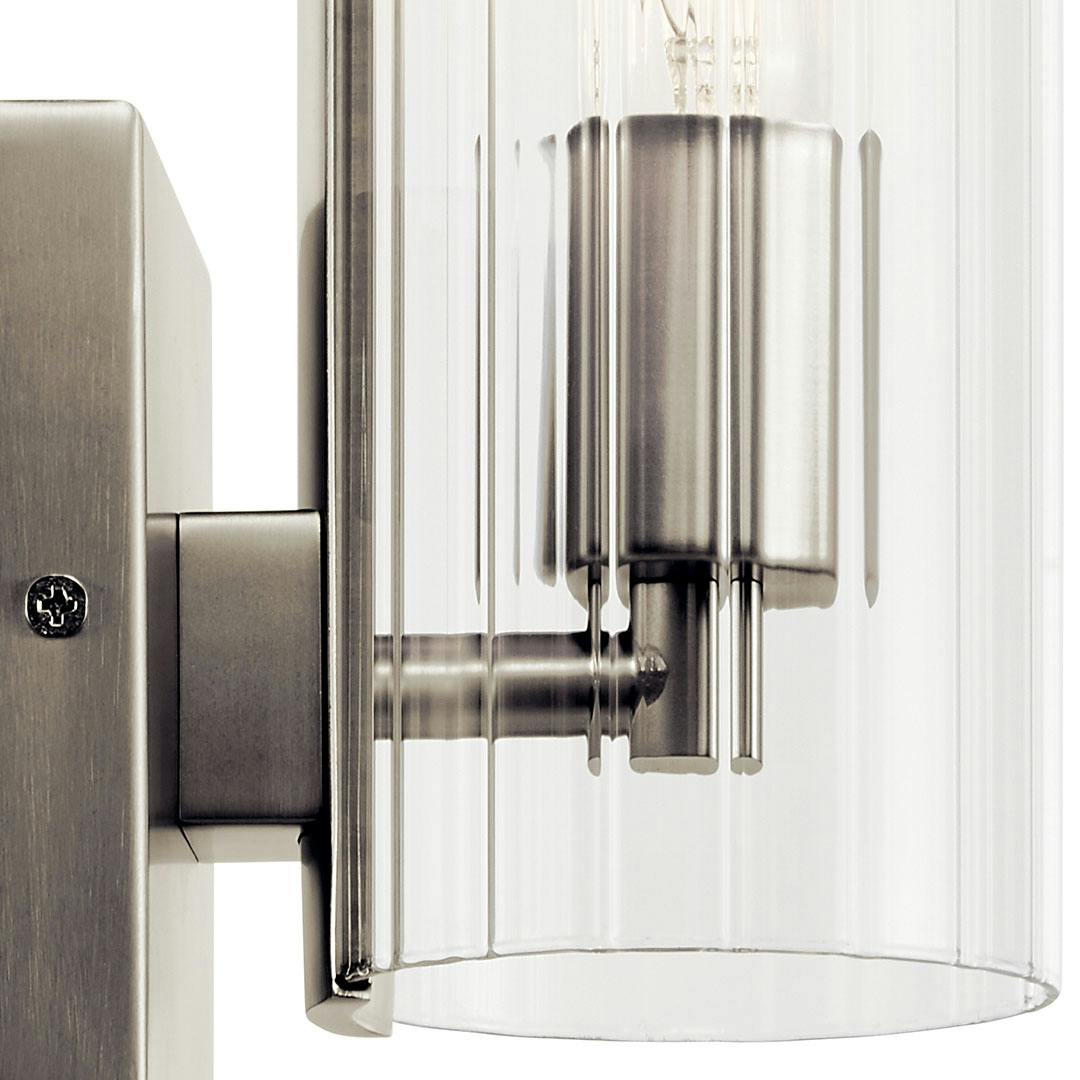 Close up view of the Jemsa 14 Inch 1 Light Wall Sconce in Brushed Nickel on a white background