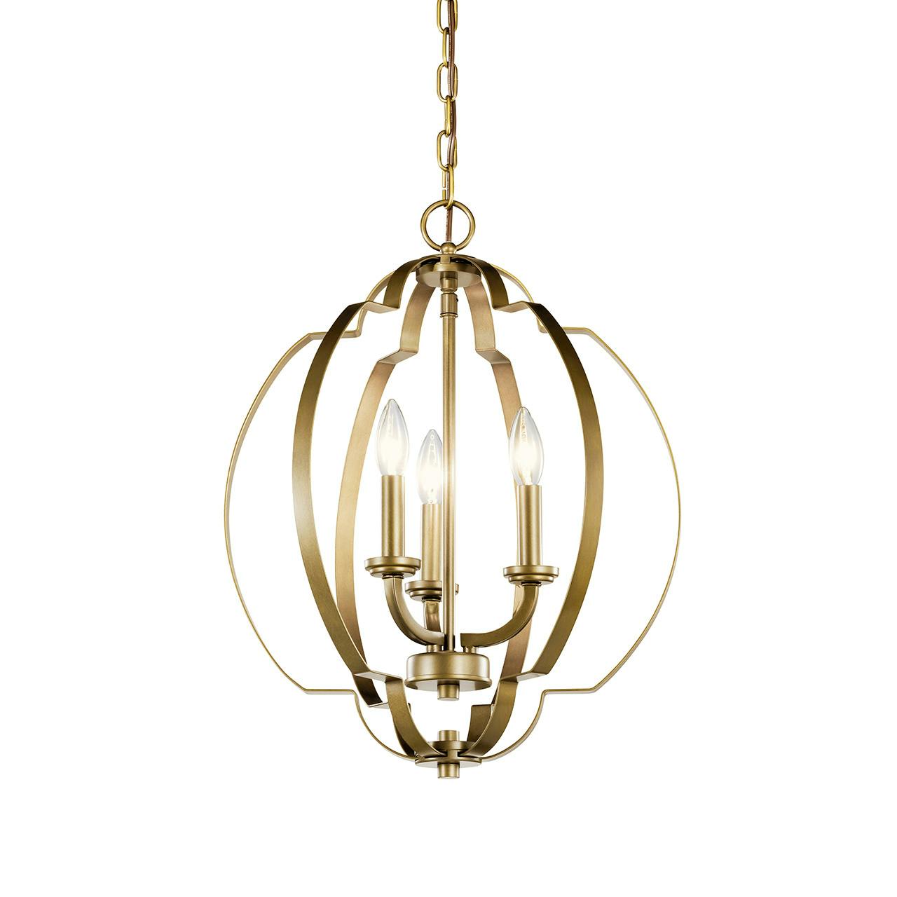 Voleta 20.75" 3 Light Pendant Brass without the canopy on a white background