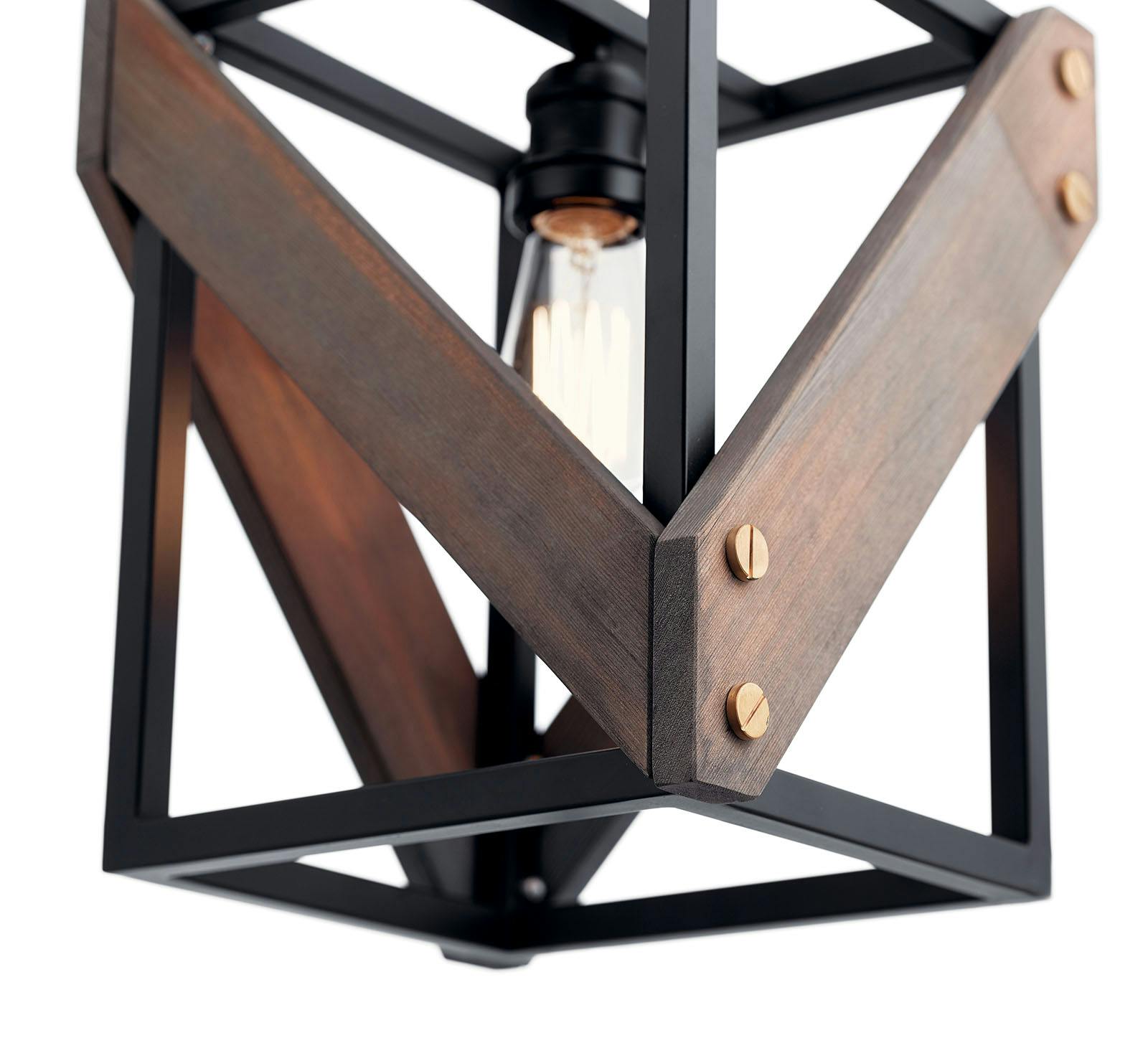 Close up view of the Fulton Cross™ 1 Light Pendant Black on a white background