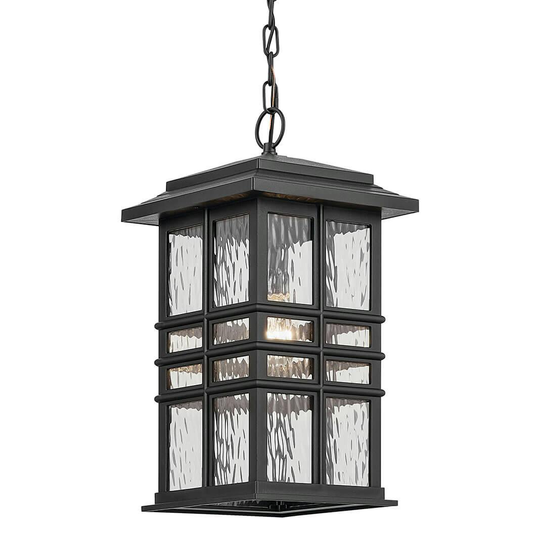 The Beacon Square 18" 1-Light Outdoor Hanging Light in Textured Black on a white background