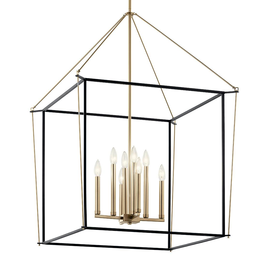 The Eisley 40.25 Inch 8 Light Foyer Pendant in Champagne Bronze and Black on a white background