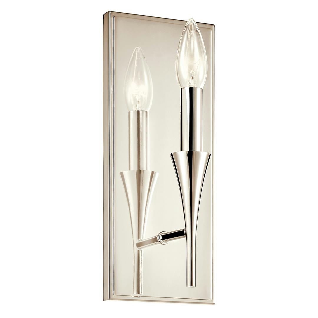 The Alvaro 11.5 Inch 1 Light Wall Sconce in Polished Nickel on a white background