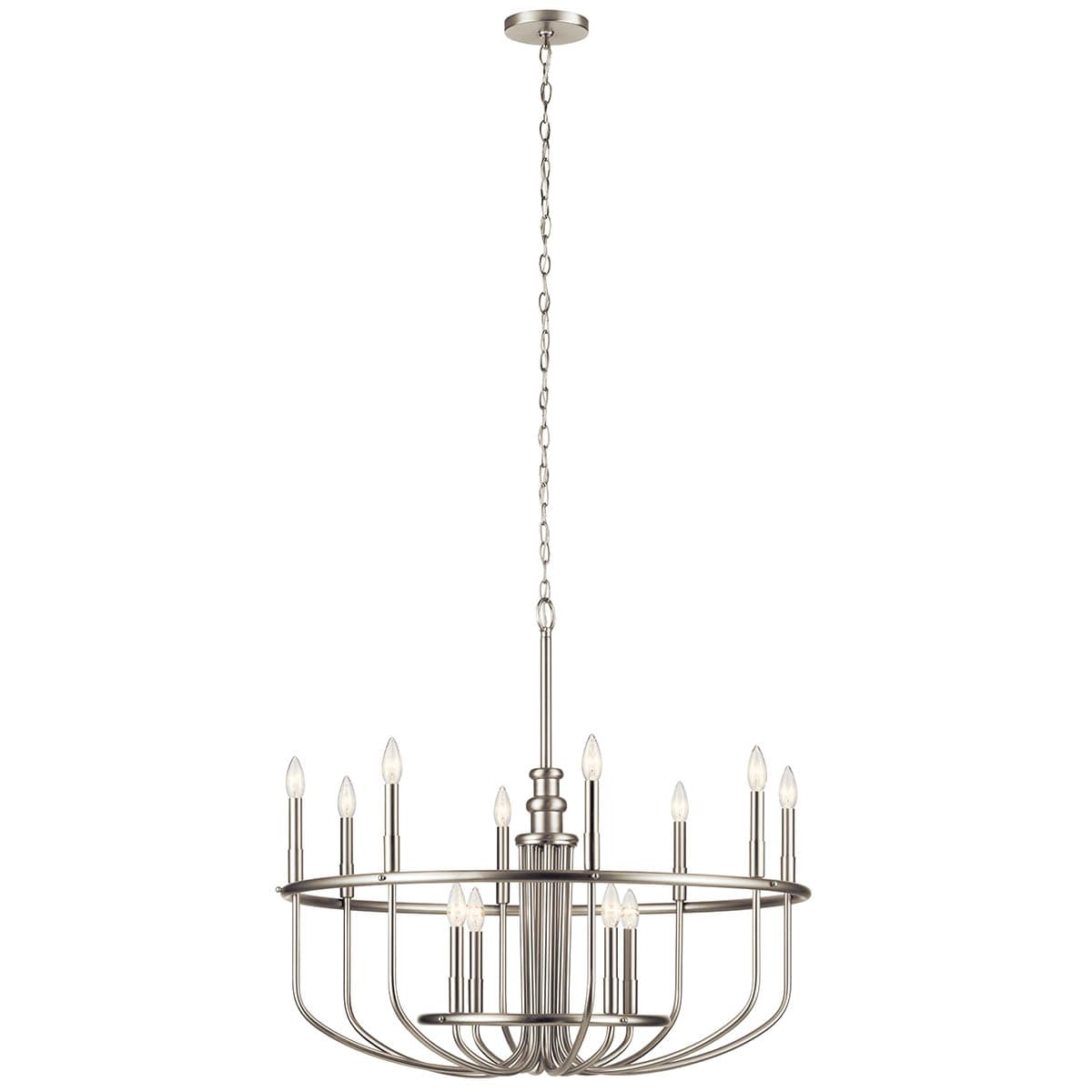 Capitol Hill 12 Light Chandelier Nickel on a white background