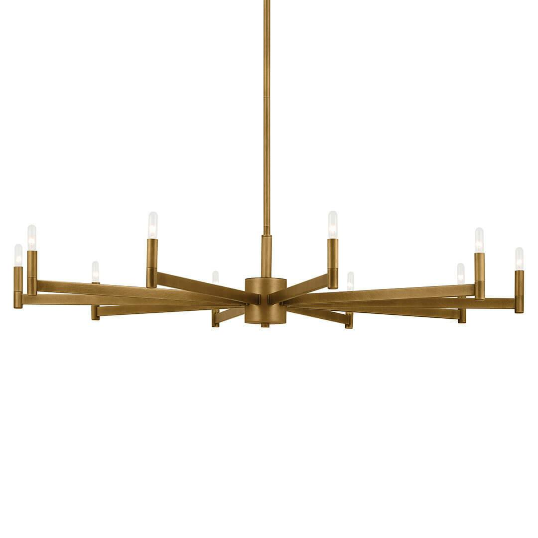 The Erzo 48" 10 Light Chandelier in Natural Brass on a white background