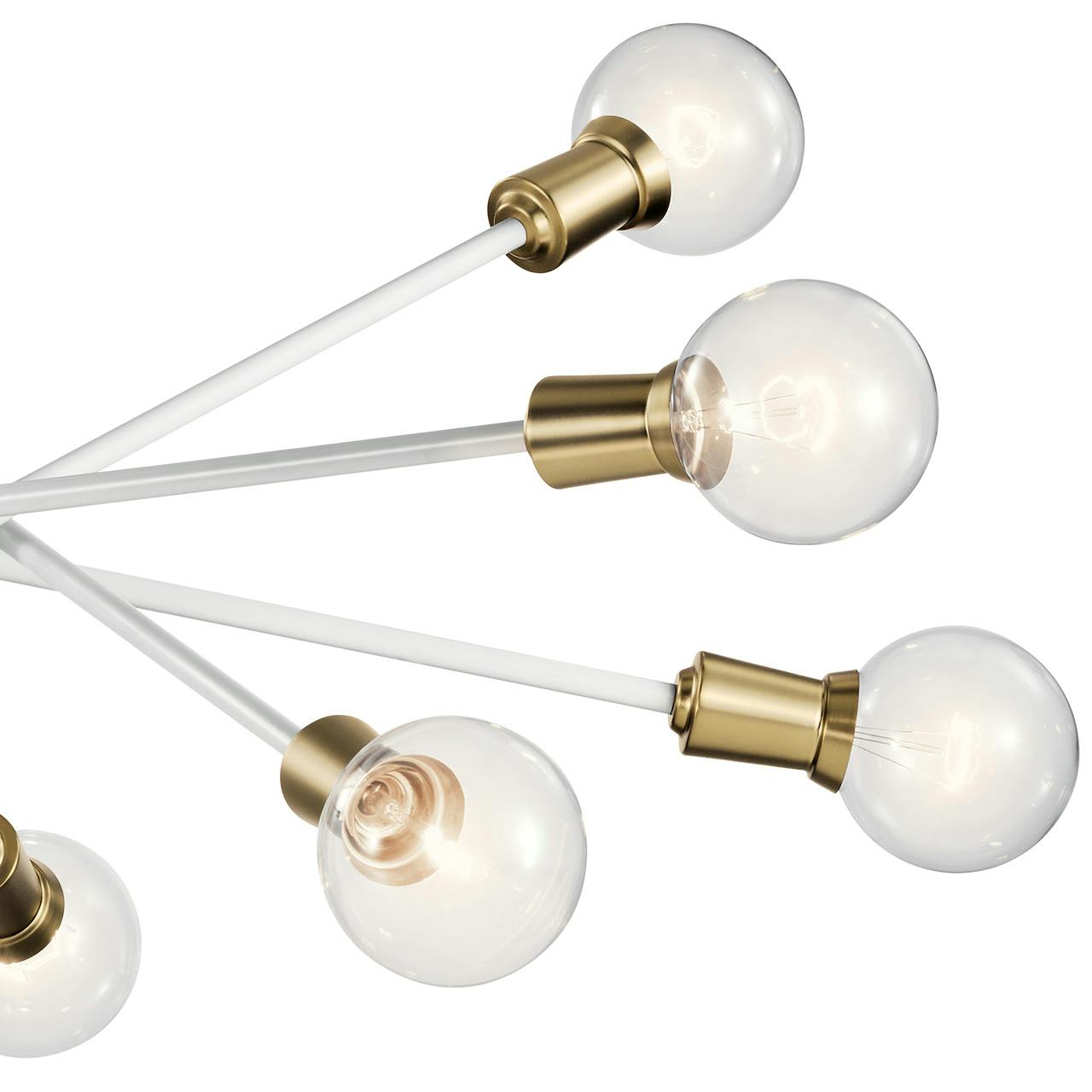 Close up view of the Armstrong 10 Light Chandelier White on a white background