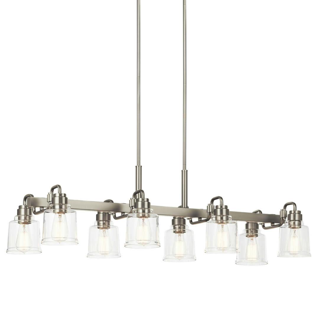Aivian™ 42" 8 Light Linear Chandelier Brushed Nickel on a white background