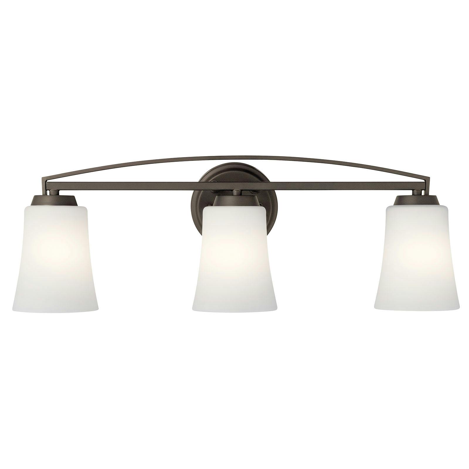 The Tao 3 Light Vanity Light Olde Bronze® facing down on a white background