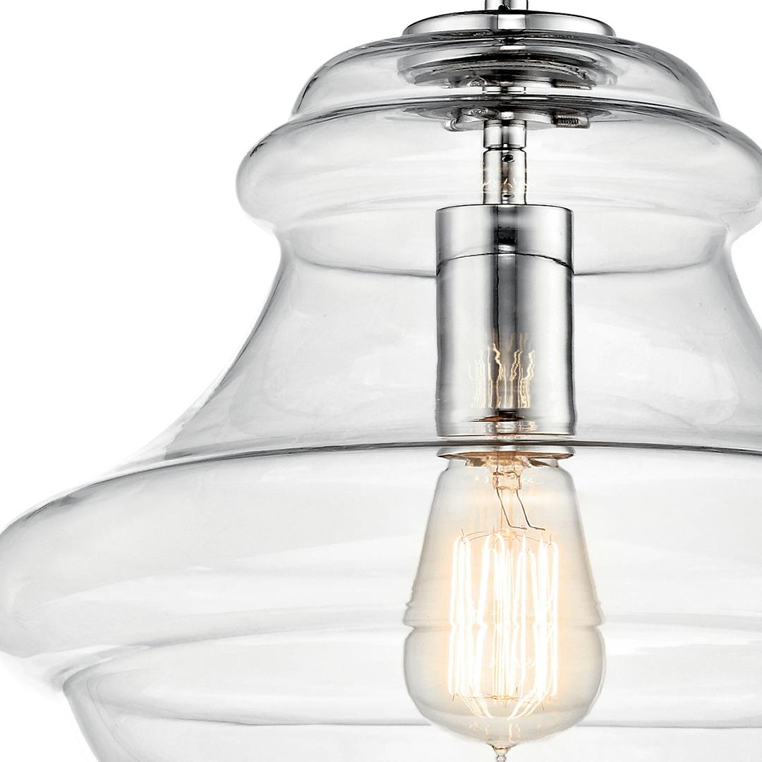 Everly™ 10" Schoolhouse Pendant Clear Glass Chrome on a white background