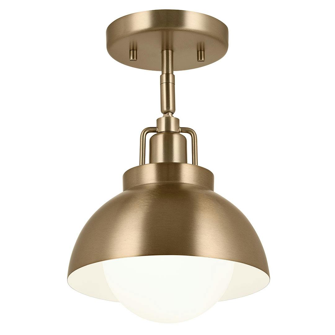 Niva 11.25 Inch 1 Light Convertible Semi Flush with Satin Etched Cased Opal Glass in Champagne Bronze on a white background