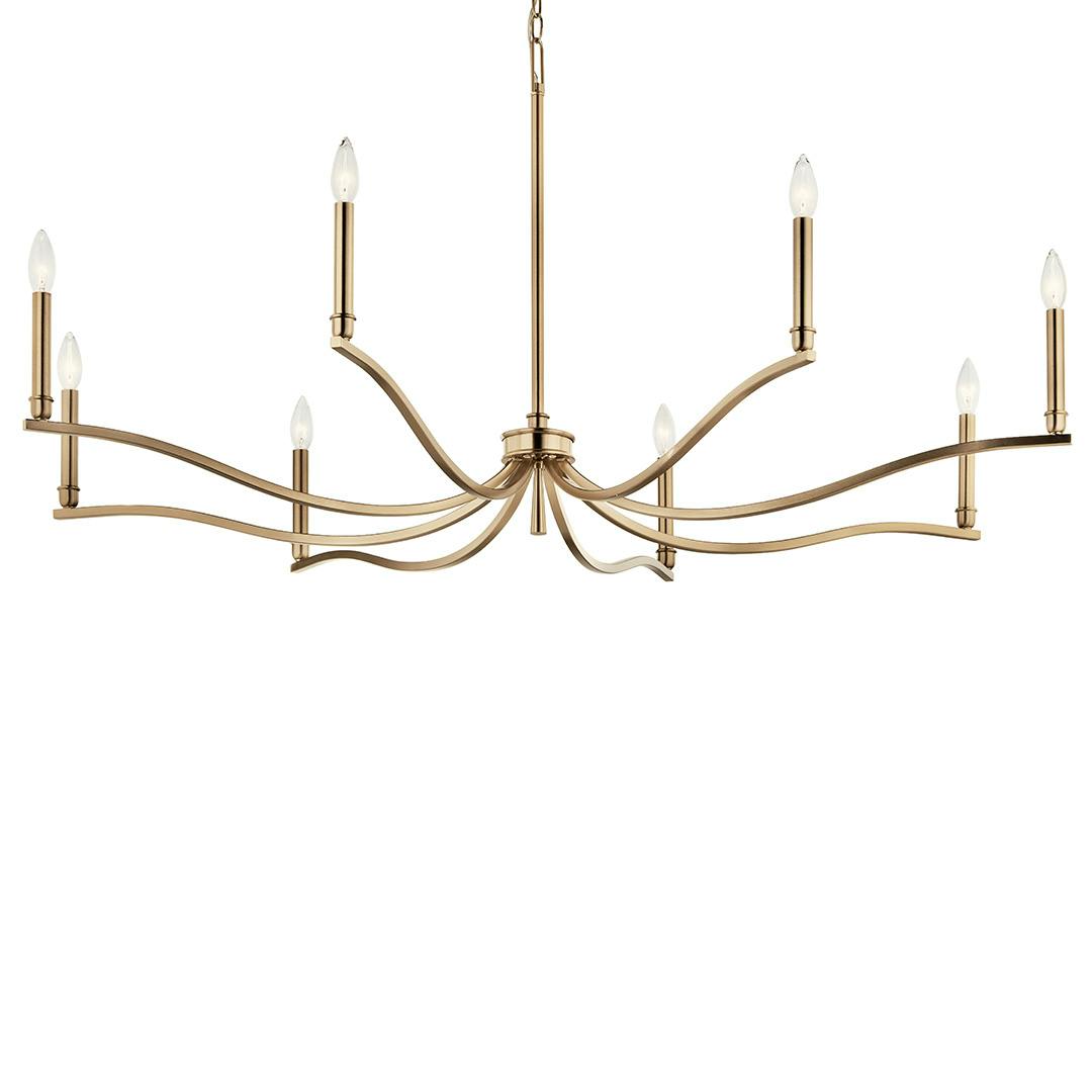 The Malene 52 Inch 8 Light Chandelier in Champagne Bronze on a white background