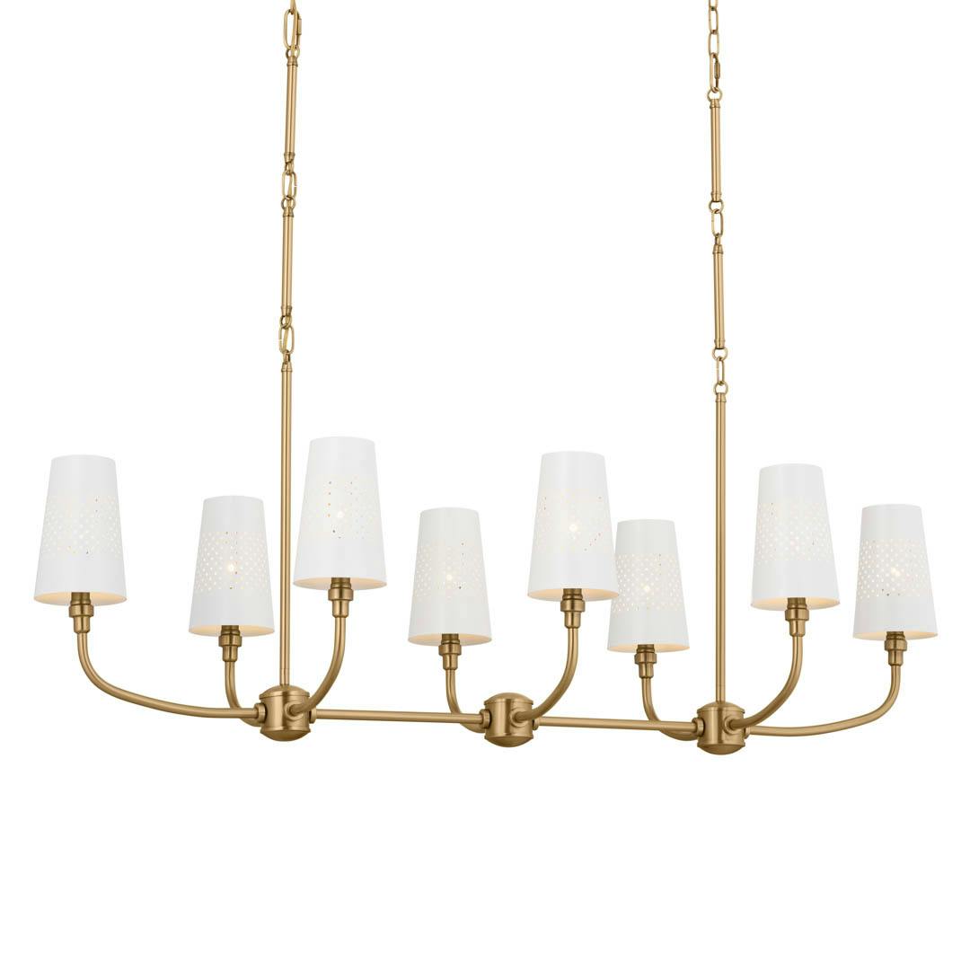 Adeena 47.25" 8 Light Linear Chandelier Brushed Natural Brass on a white background