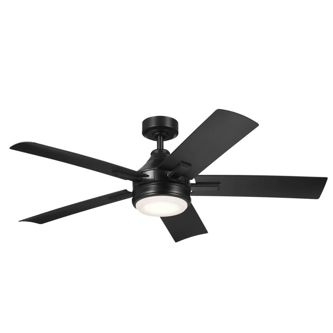 52" Tide 5 Blade Weather+ Outdoor Ceiling Fan Satin Black on a white background