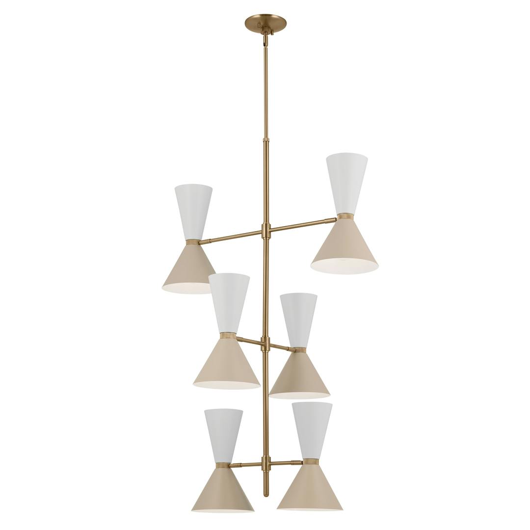 Phix 50 Inch 12 Light Foyer Chandelier in Champagne Bronze with Greige and White on a white background