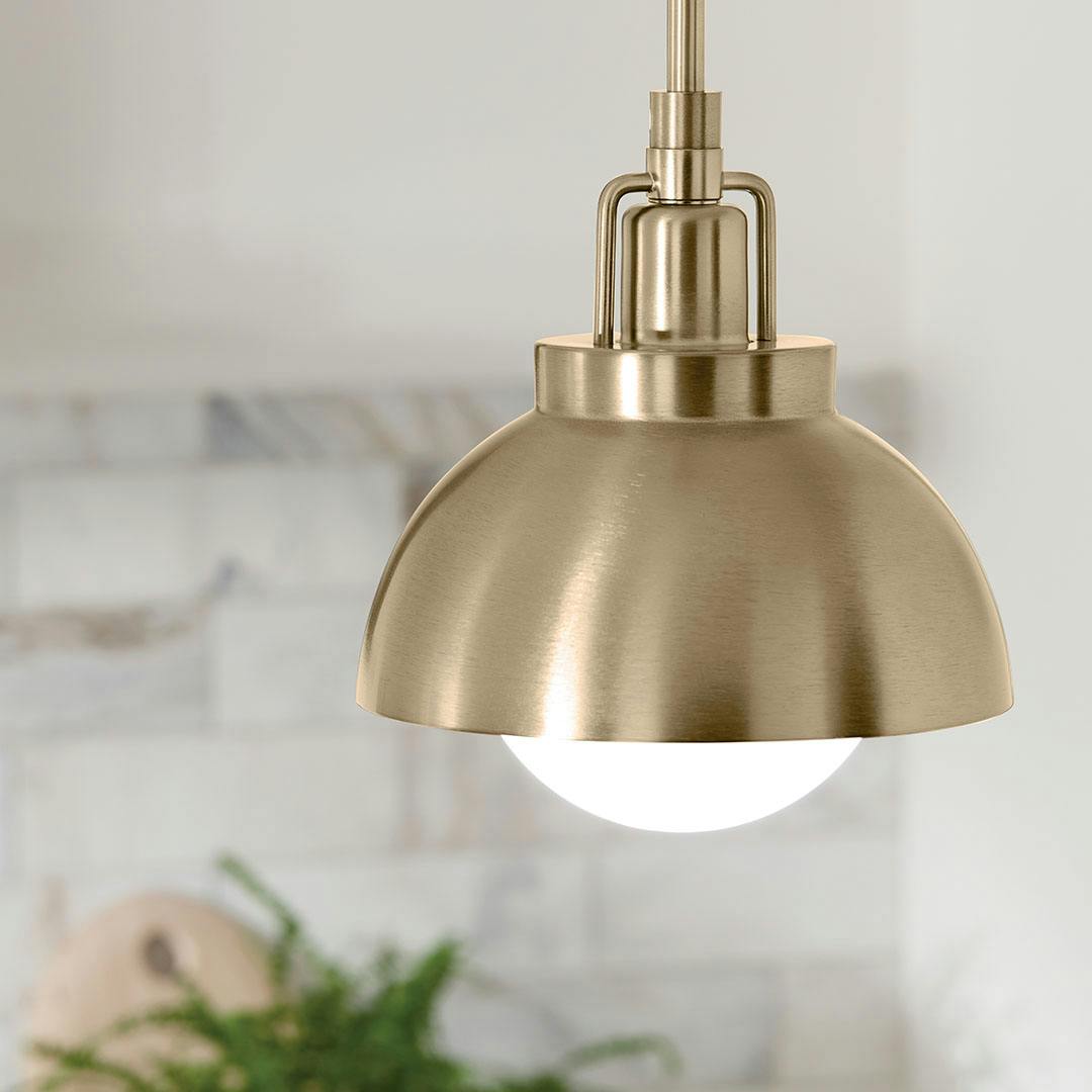 Day time kitchen with Niva 11.25 Inch 1 Light Convertible Semi Flush with Satin Etched Cased Opal Glass in Champagne Bronze