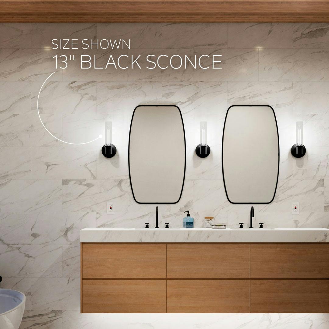 Bathroom with the 13" Aviv wall sconce in black