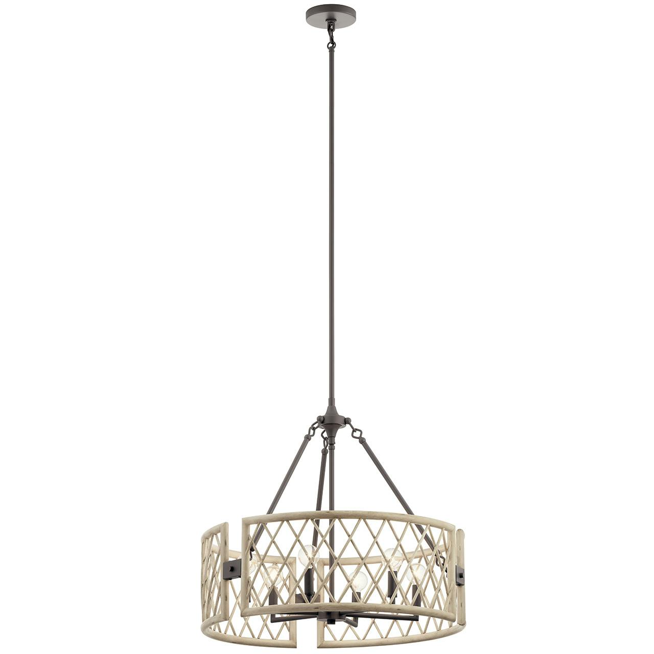 Oana 6 Light Chandelier White Washed Wood on a white background