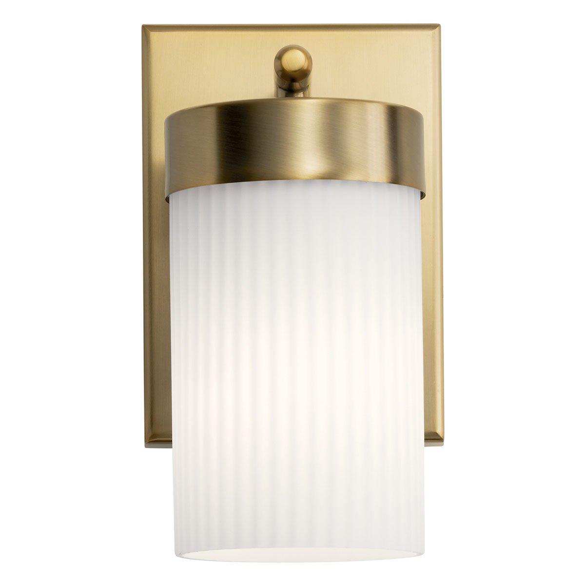 Front view of the Ciona 9" 1 Light Sconce in Brass on a white background