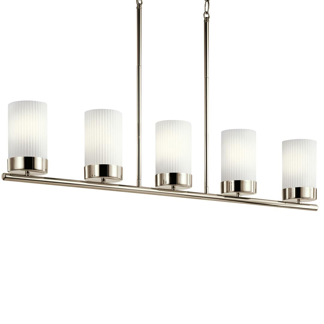 Ciona 43" Linear Chandelier Nickel on a white background