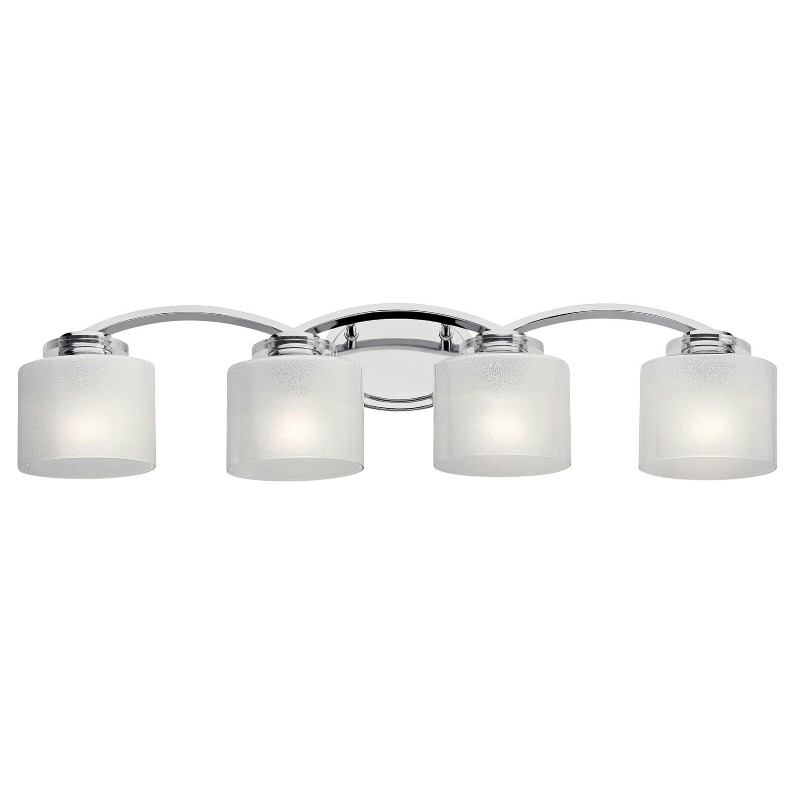 The Archer 4 Light Vanity Light Chrome facing down on a white background