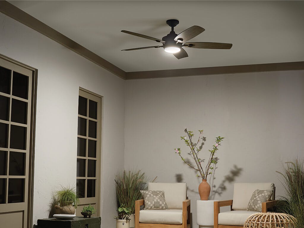 Close up view of the 56" Tranquil Ceiling Fan Olde Bronze on a white background