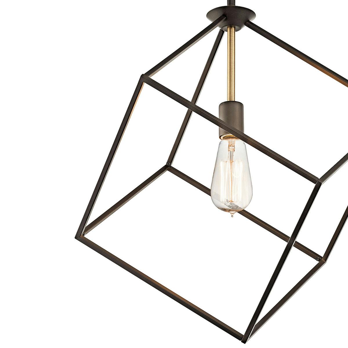 Close up view of the Cartone™ 1 Light Pendant Olde Bronze® on a white background