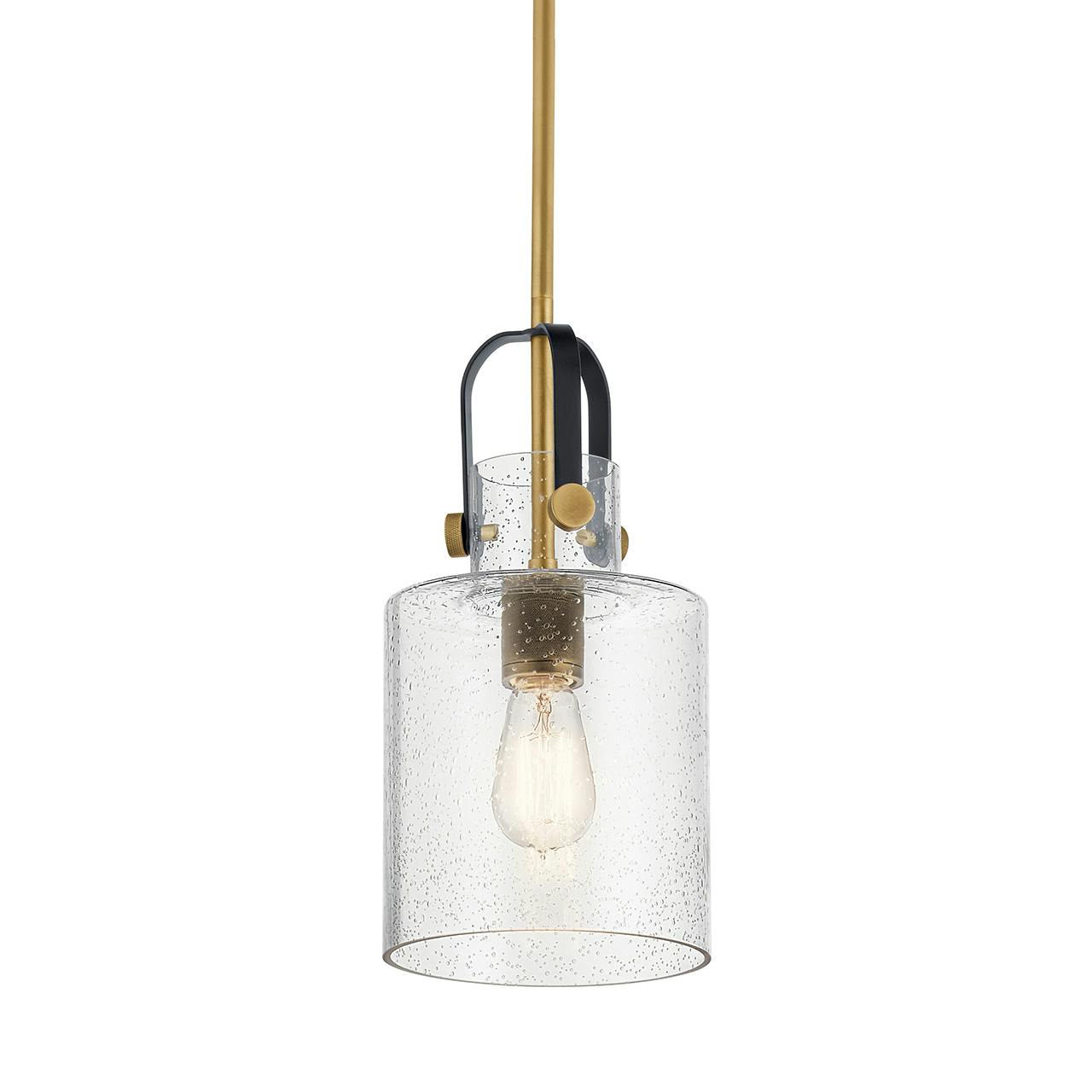 Kitner 1 Light Pendant Black and Brass without the canopy on a white background