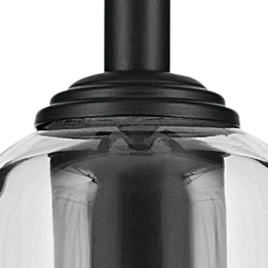 Close up view of the Shailene 11.25" 1-Light Mini Bell Pendant with Clear Glass in Black on a white background