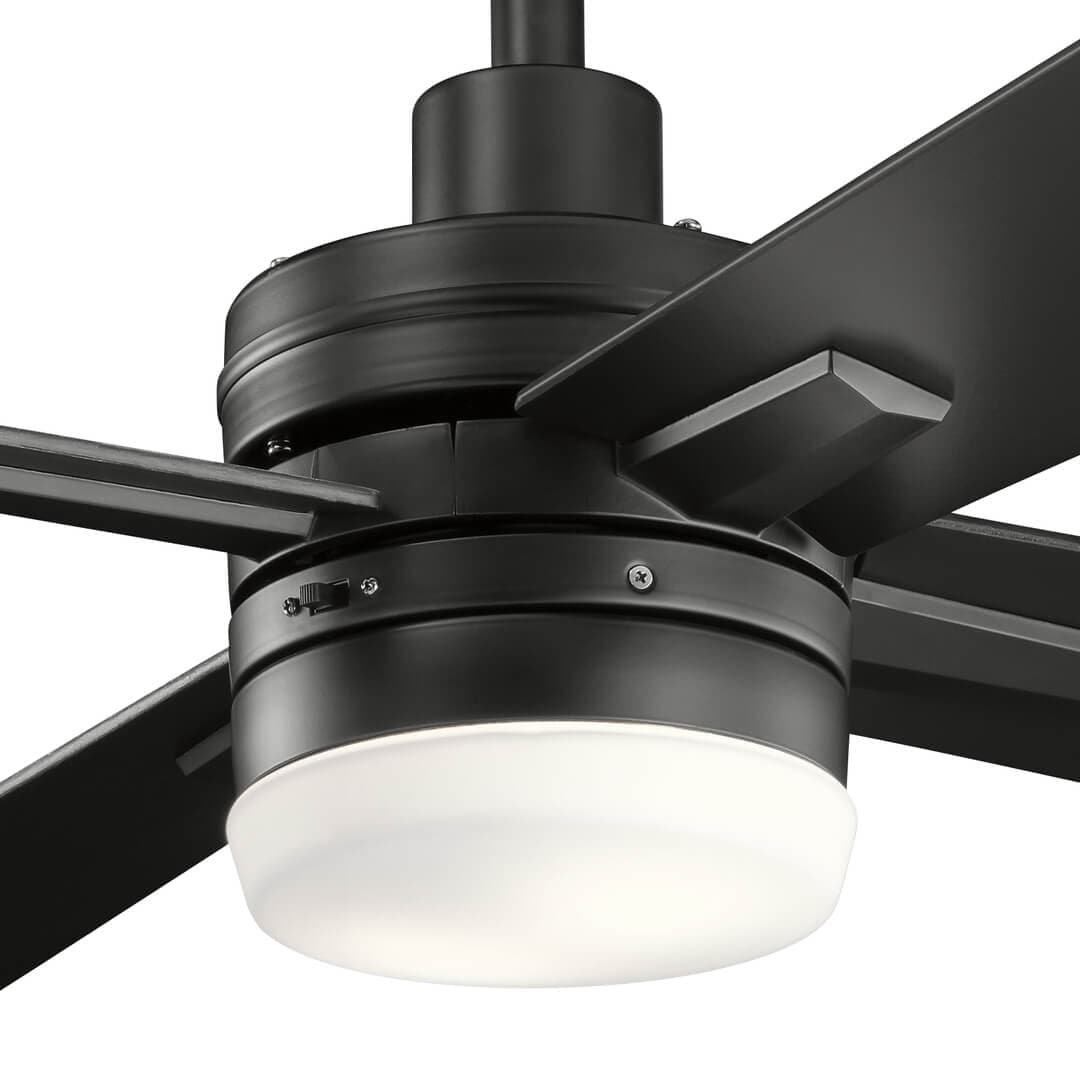 Lija 52" LED Ceiling Fan in Black on a white background