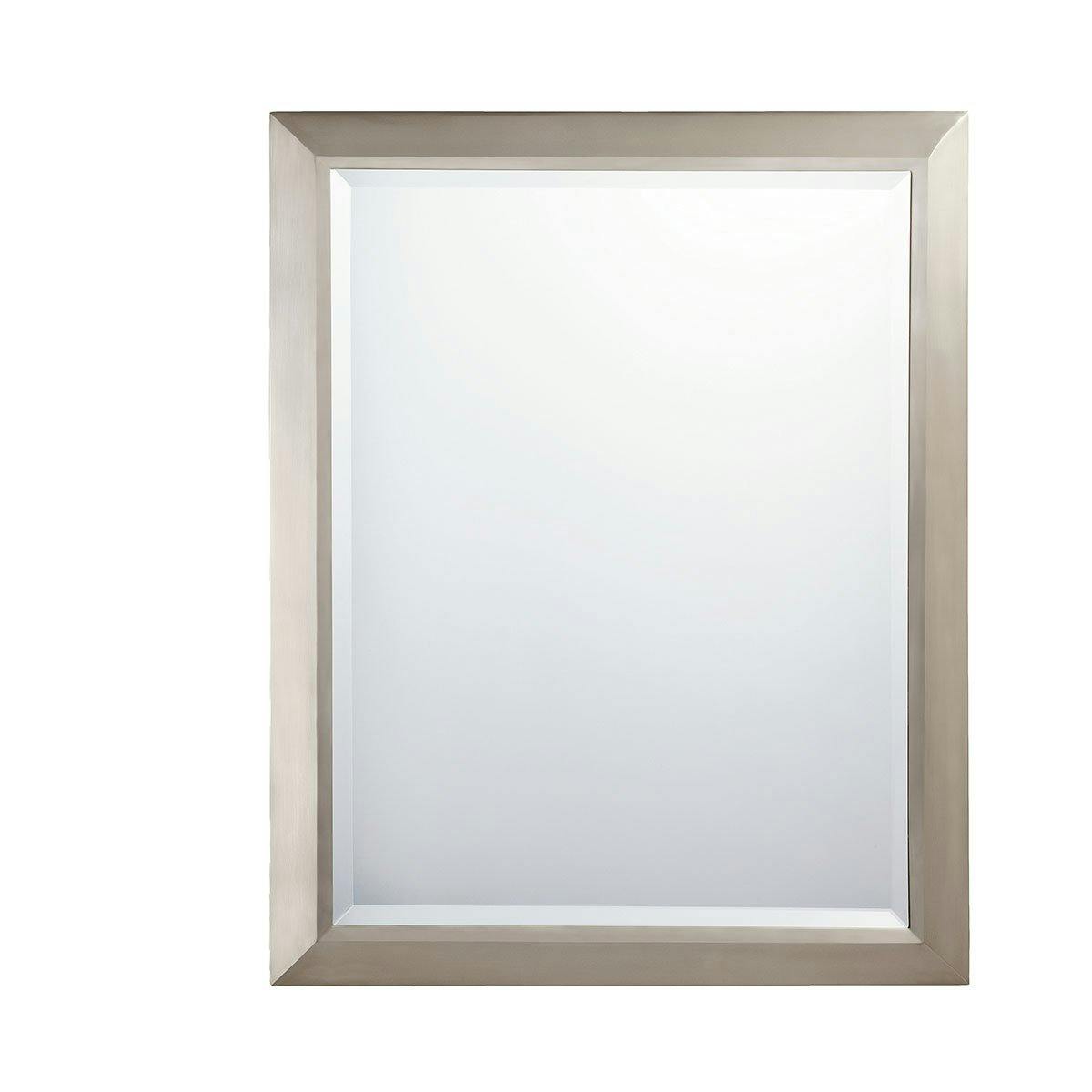 Classic Rectangular Mirror Brushed Nickel on a white background