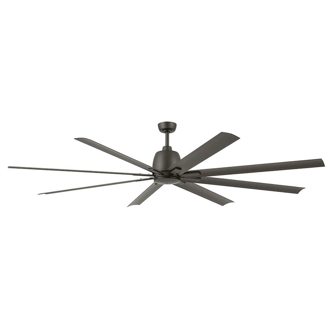 The 84" Breda 8 Blade Ceiling Fan in Brushed Nickel with Satin Natural Bronze Blades on a white background