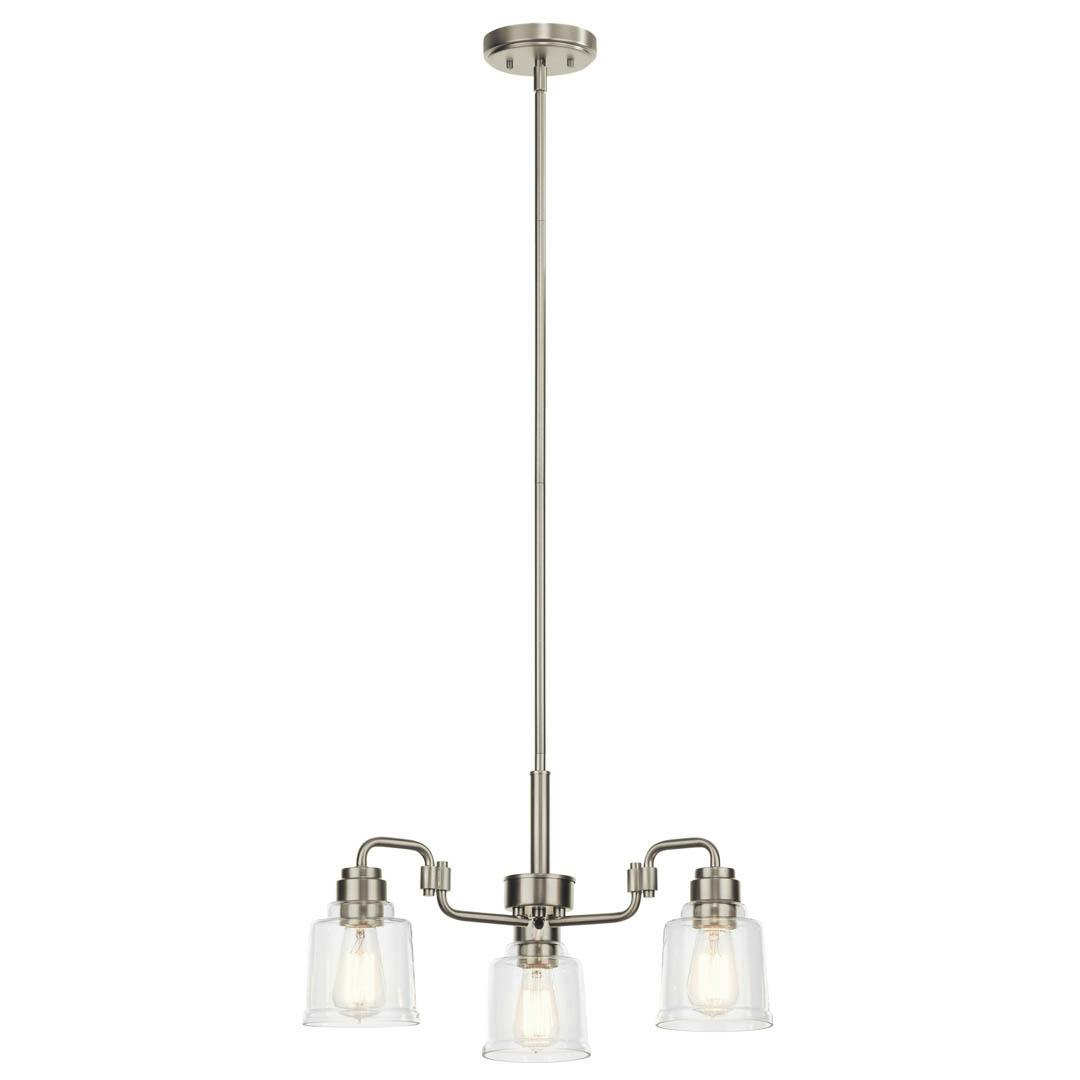 Aivian™ 23" 3 Light Chandelier Brushed Nickel on a white background