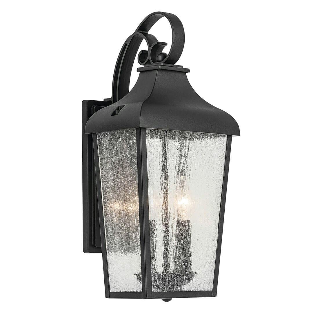 The Forestdale 18.50" 2-Light Outdoor Wall Light in Textured Black on a white background