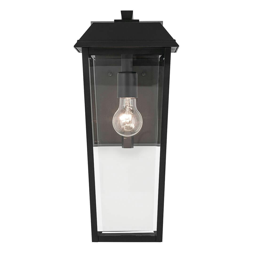 Front view of the Mathus 18" 1 Light Outdoor Wall Light with Clear Glass in Textured Black on a white background