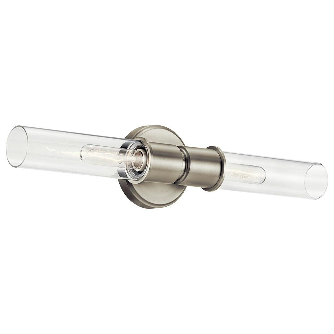 The Aviv 24 Inch 2 Light Wall Sconce with Clear Glass in Brushed Nickel on a white background