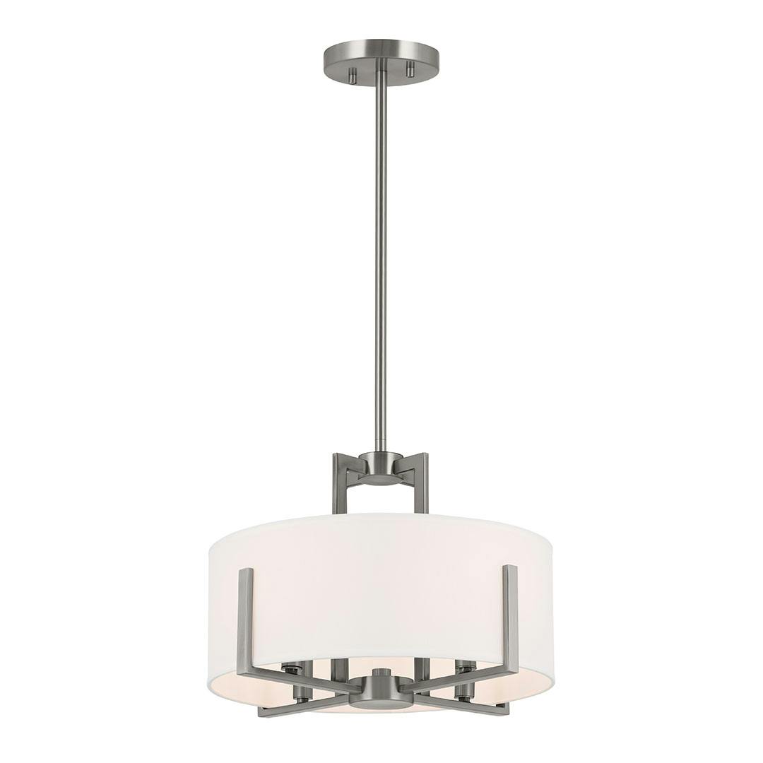 Malen 15.5 Inch 4 Light Semi-Flush with White Fabric Shade in Classic Pewter on a white background