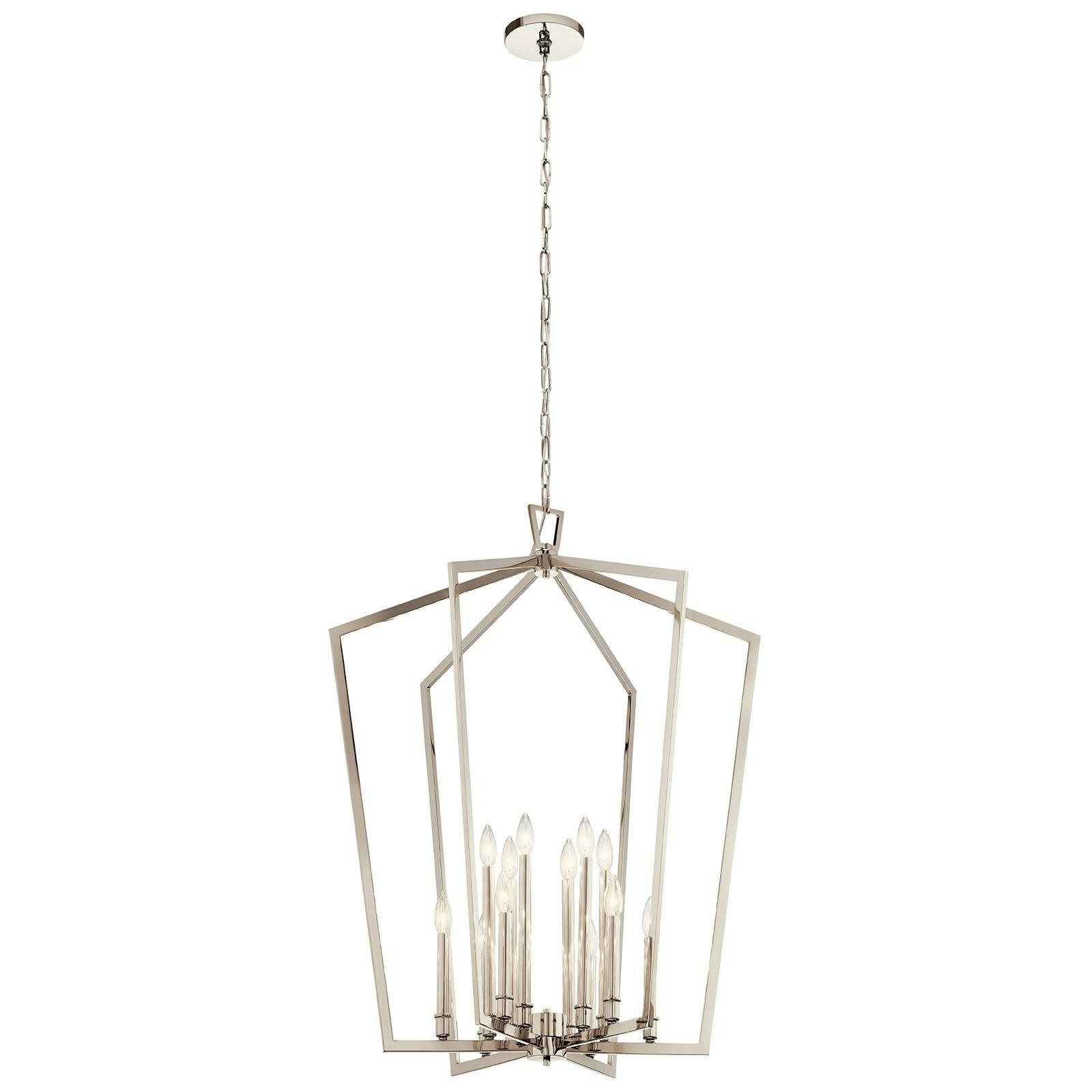 Abbotswell 12 Light Chandelier Nickel on a white background